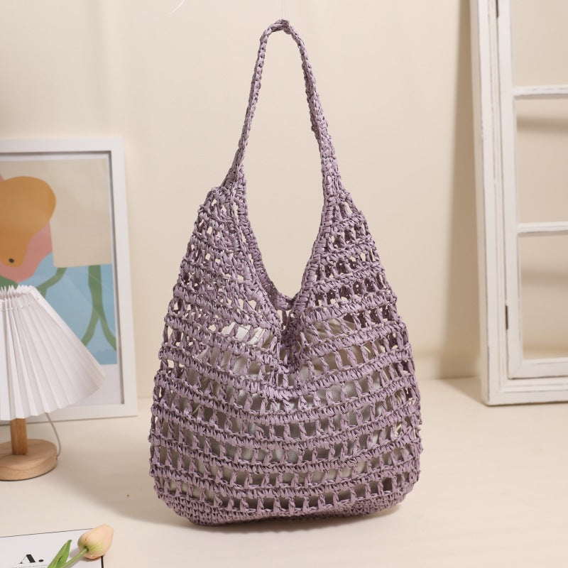 Seaside Vacation Beach Bag French Large Capacity Shoulder Straw Bag-8