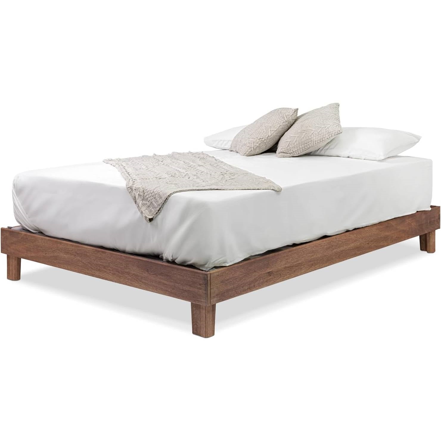 King size Solid Wood Heavy Duty Platform Bed Frame in Oak Finish - Made in USA-2
