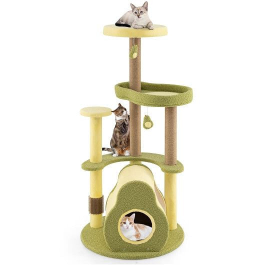 Freestanding Multi-level Avocado Cat Tower with Private Condo-Green-2