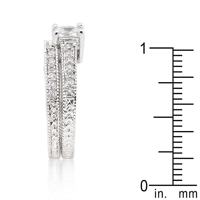 Princess Cut Filigree Bridal Ring Set-3