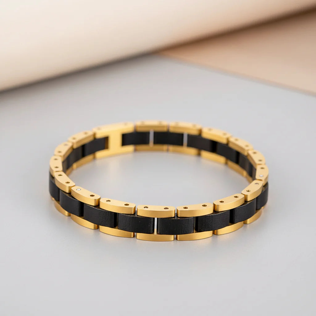 Wooden Men's Link Bracelet Fashion Stainless Steel Charm Man Bracelets-2