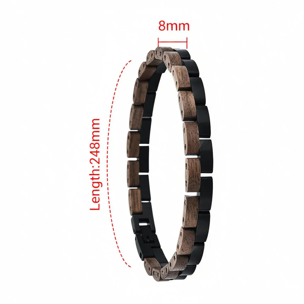 Wooden Men's Link Bracelet Fashion Stainless Steel Charm Man Bracelets-5