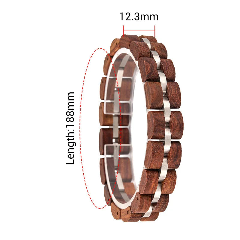 Wooden Men's Link Bracelet Fashion Stainless Steel Charm Man Bracelets-11