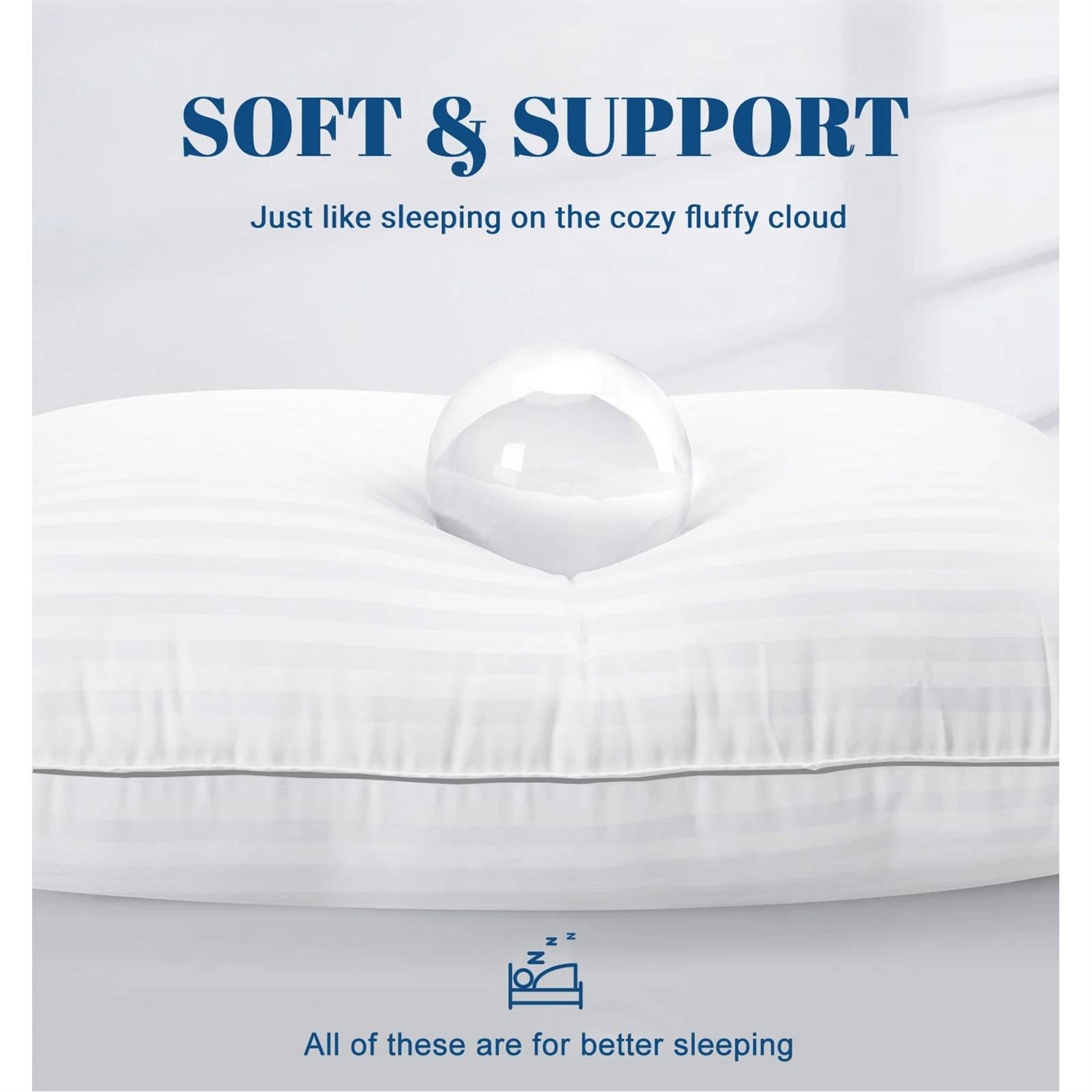 Set of 2 Machine Washable Down Alternative Bed Pillow with Cotton Cover - Queen-4