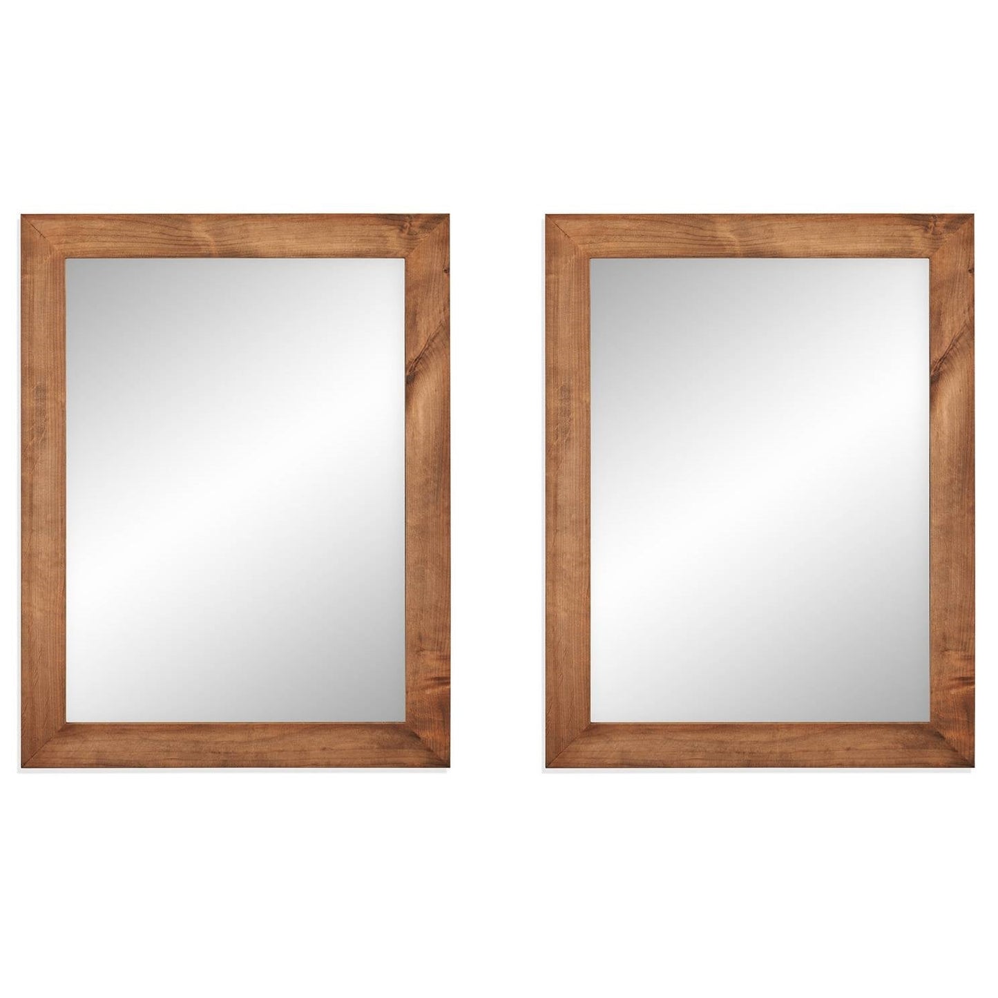 Set of 2 Modern Farmhouse Mirror Set Distressed Brown Wood Frame 31 x 24 inch-0
