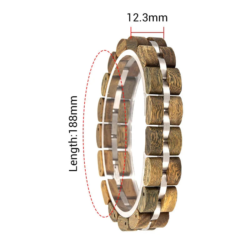 Wooden Men's Link Bracelet Fashion Stainless Steel Charm Man Bracelets-13