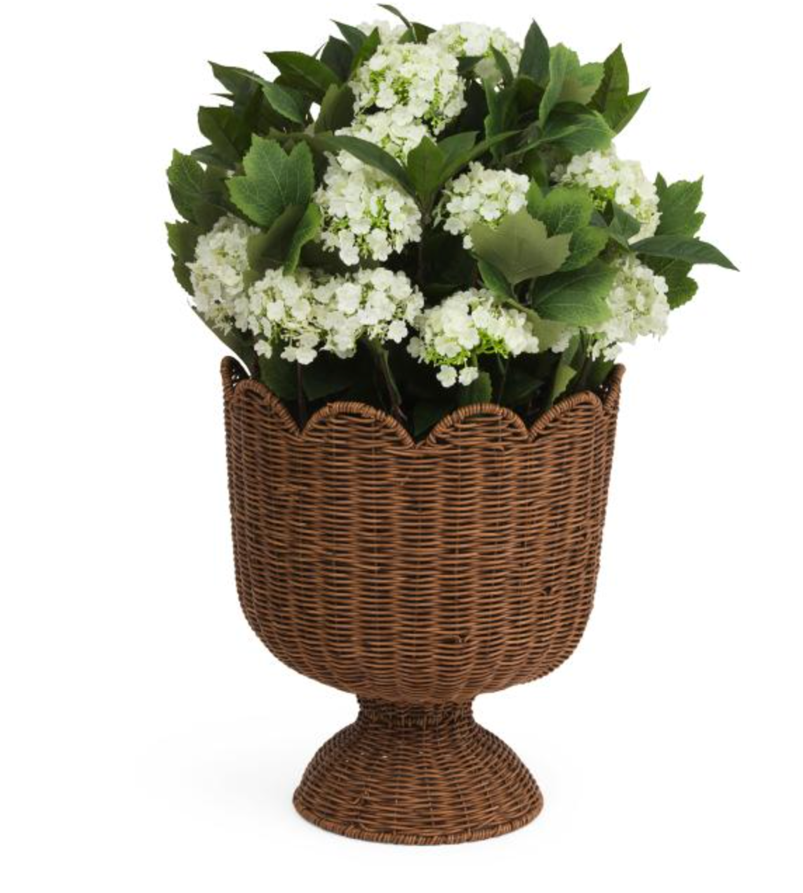 25" Real Touch Outdoor Covered Hydrangeas In Woven Planter-0