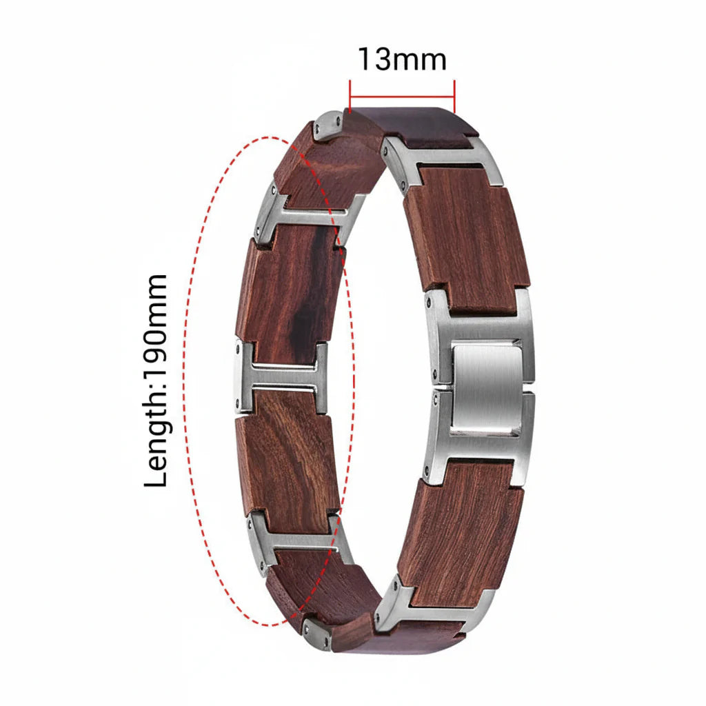 Wooden Men's Link Bracelet Fashion Stainless Steel Charm Man Bracelets-16