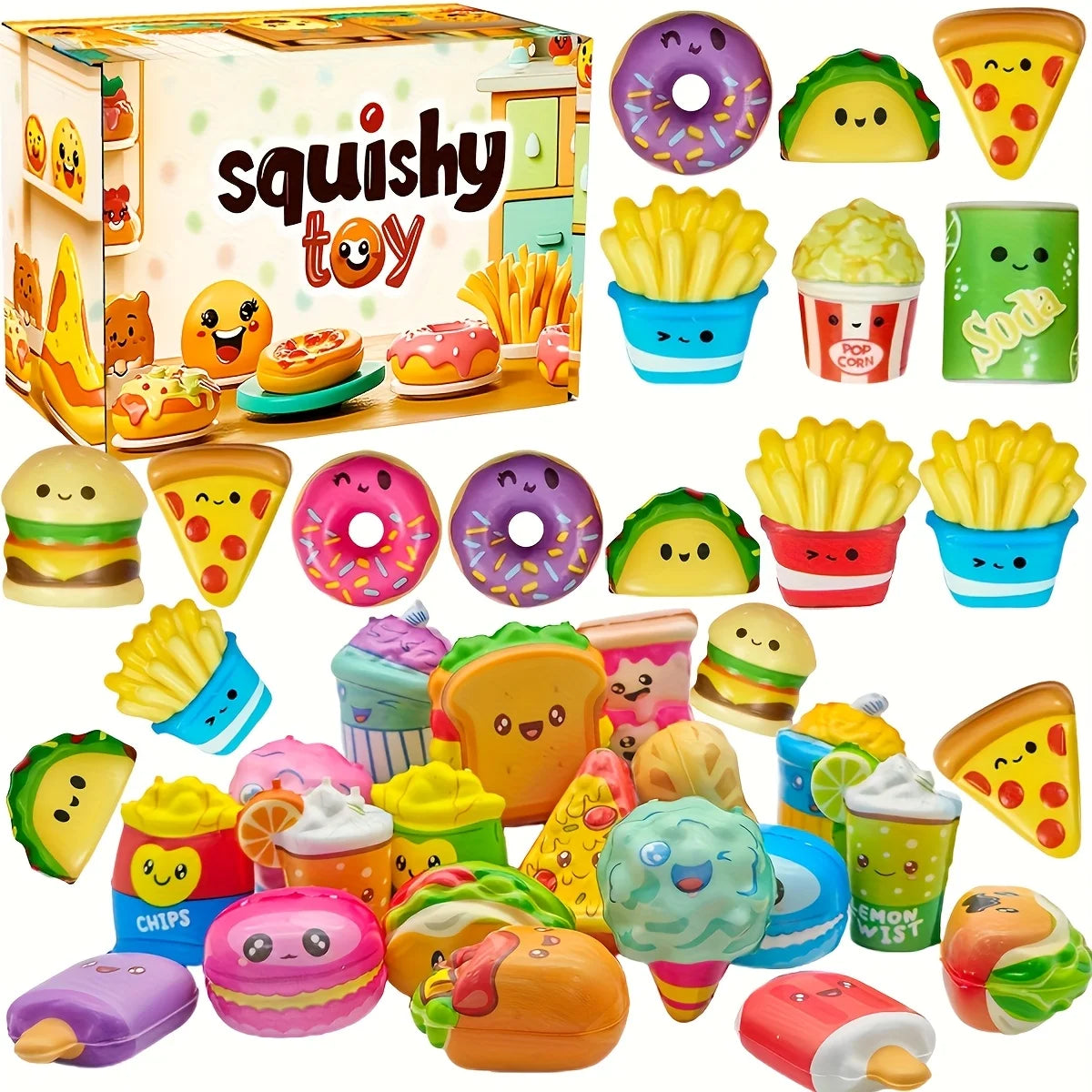 Mini Food Squishy Toy Set – 12 Pieces