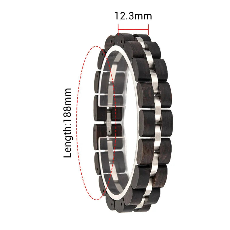 Wooden Men's Link Bracelet Fashion Stainless Steel Charm Man Bracelets-10