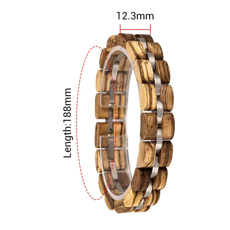 Wooden Men's Link Bracelet Fashion Stainless Steel Charm Man Bracelets-12