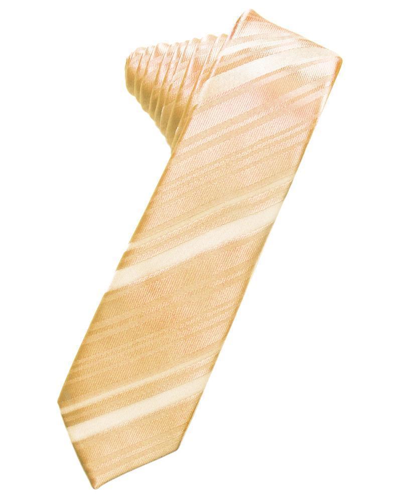 Striped Satin Skinny Necktie Self Tie-3