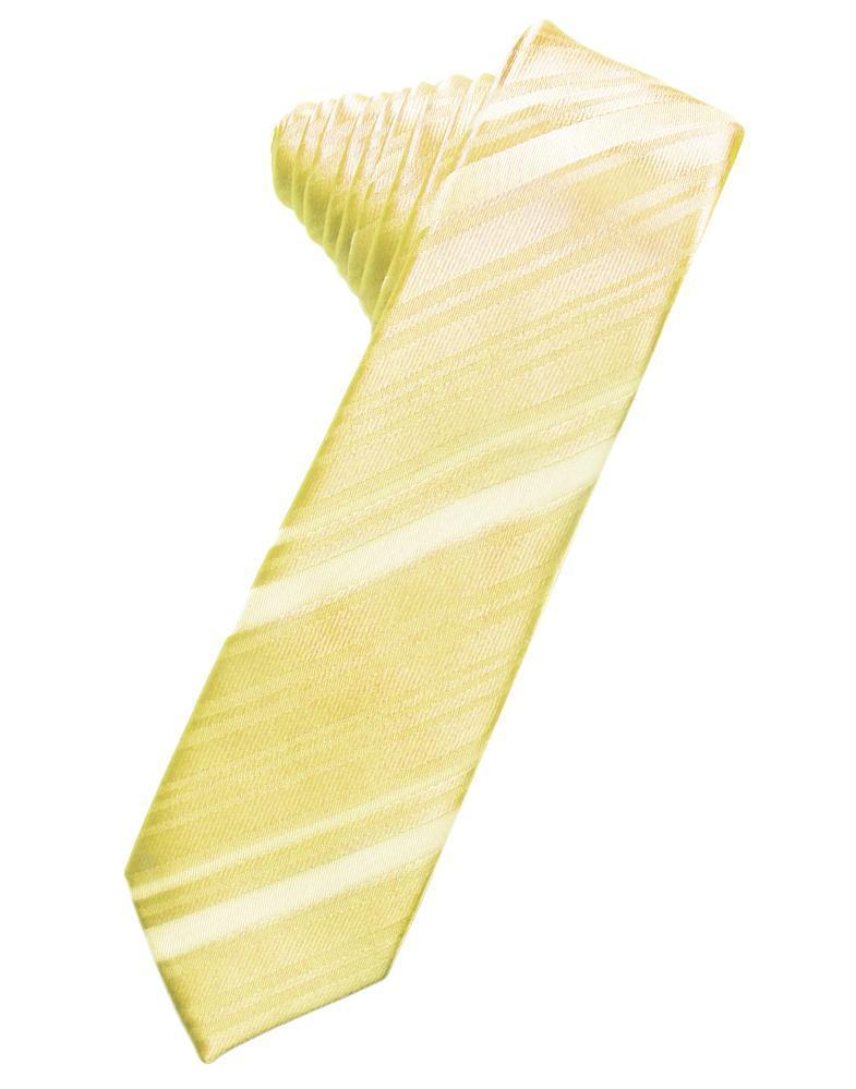 Striped Satin Skinny Necktie Self Tie-5