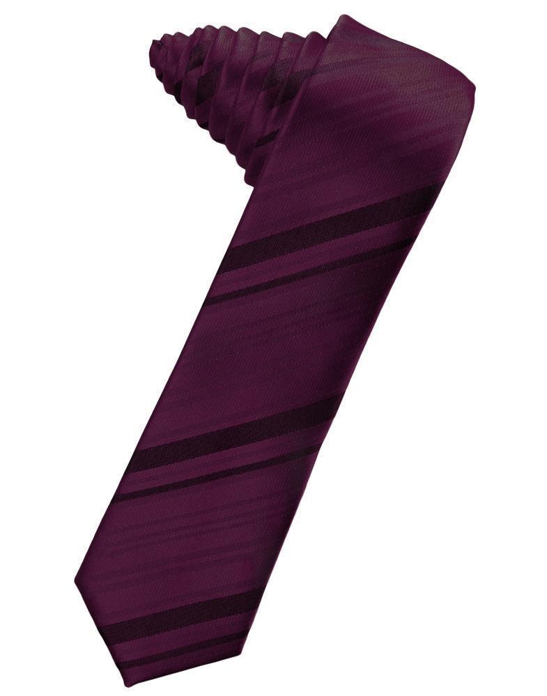 Striped Satin Skinny Necktie Self Tie-6