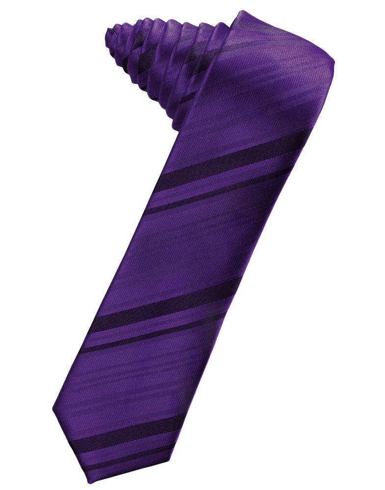 Striped Satin Skinny Necktie Self Tie-48