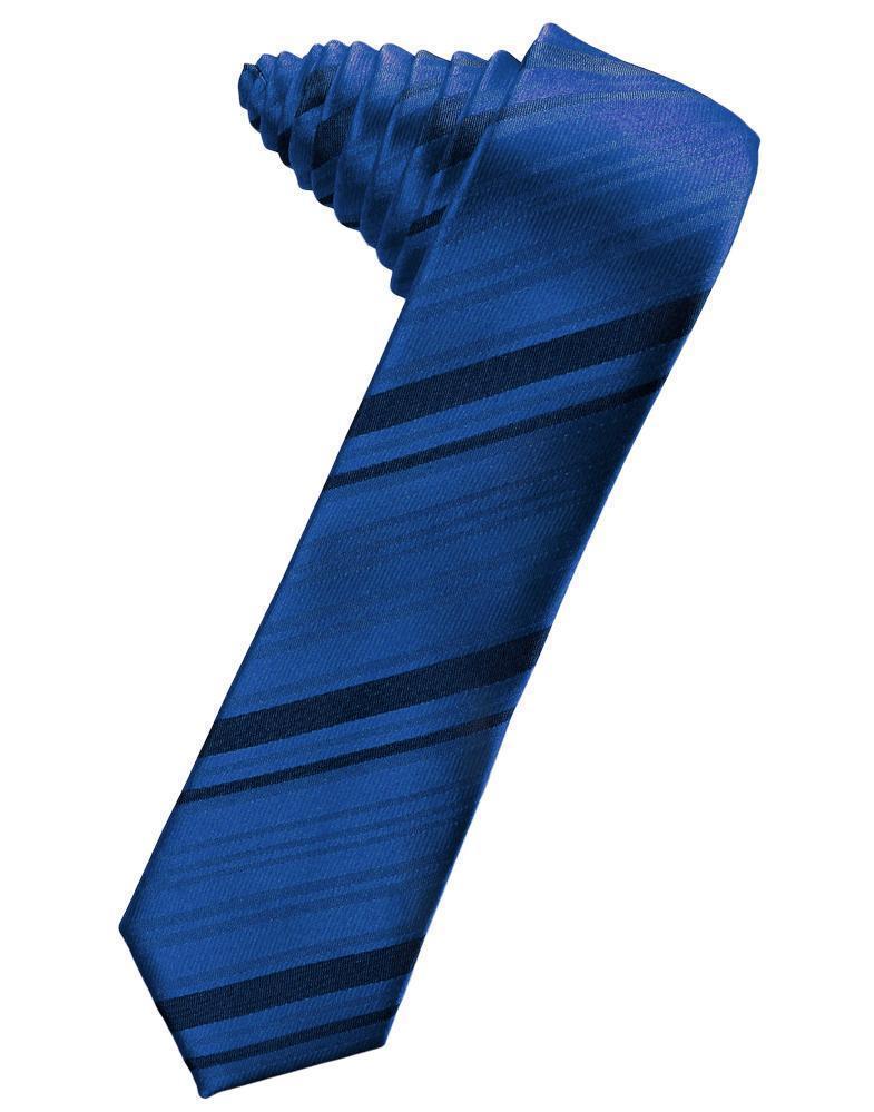 Striped Satin Skinny Necktie Self Tie-50