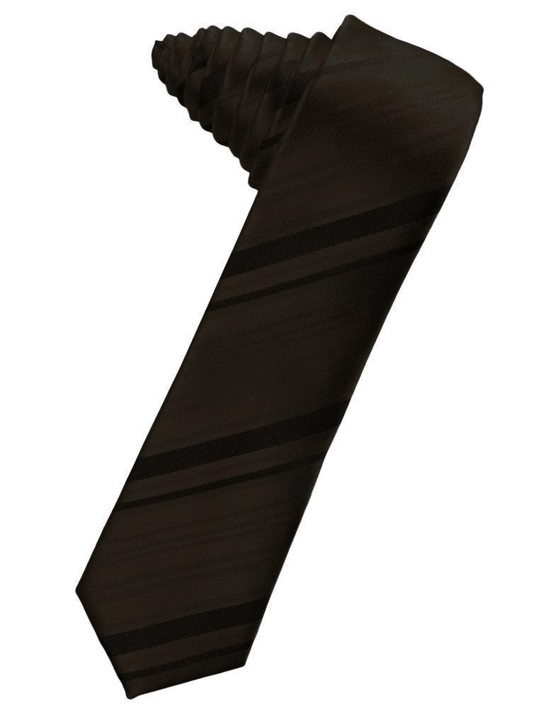 Striped Satin Skinny Necktie Self Tie-57