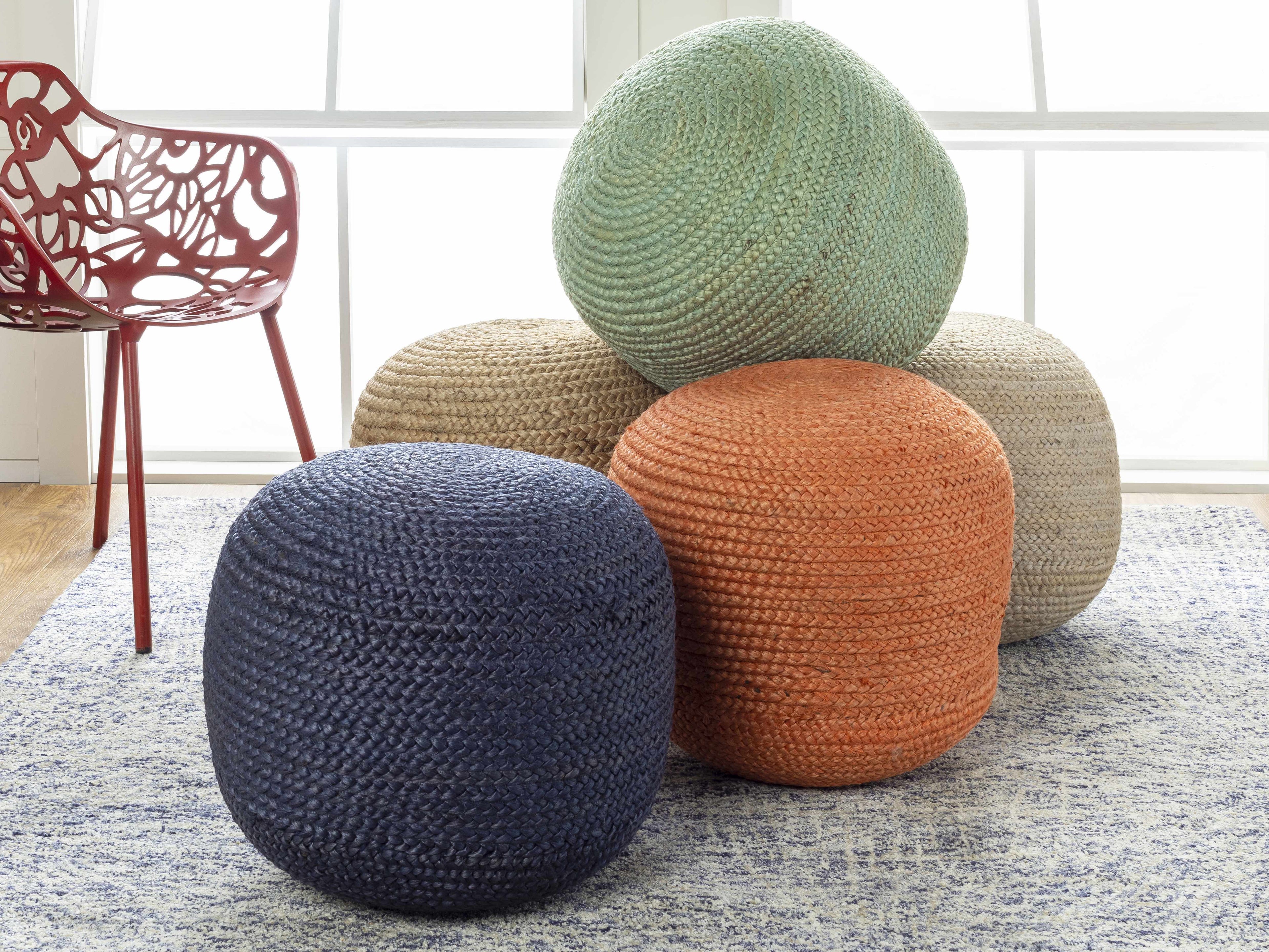 Kaumakani Knitted Jute Round Pouf-4