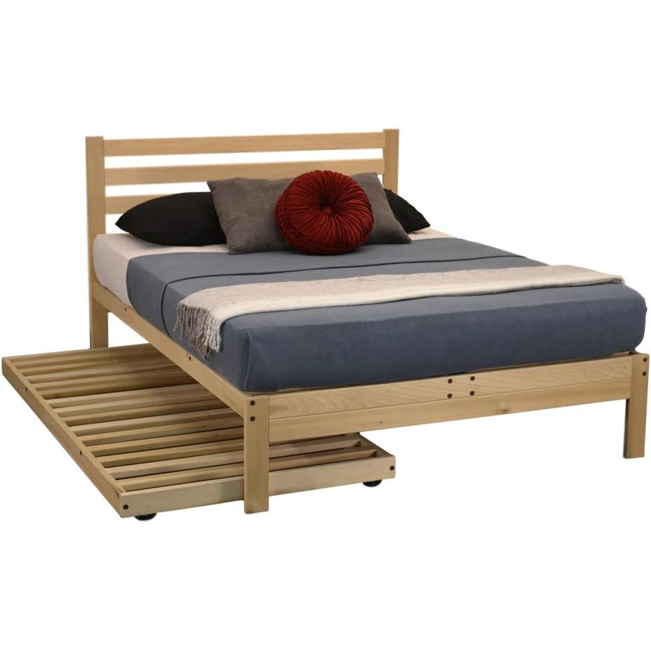 Twin size Solid Wood Roll-Out Trundle Bed Frame - Made in USA-1