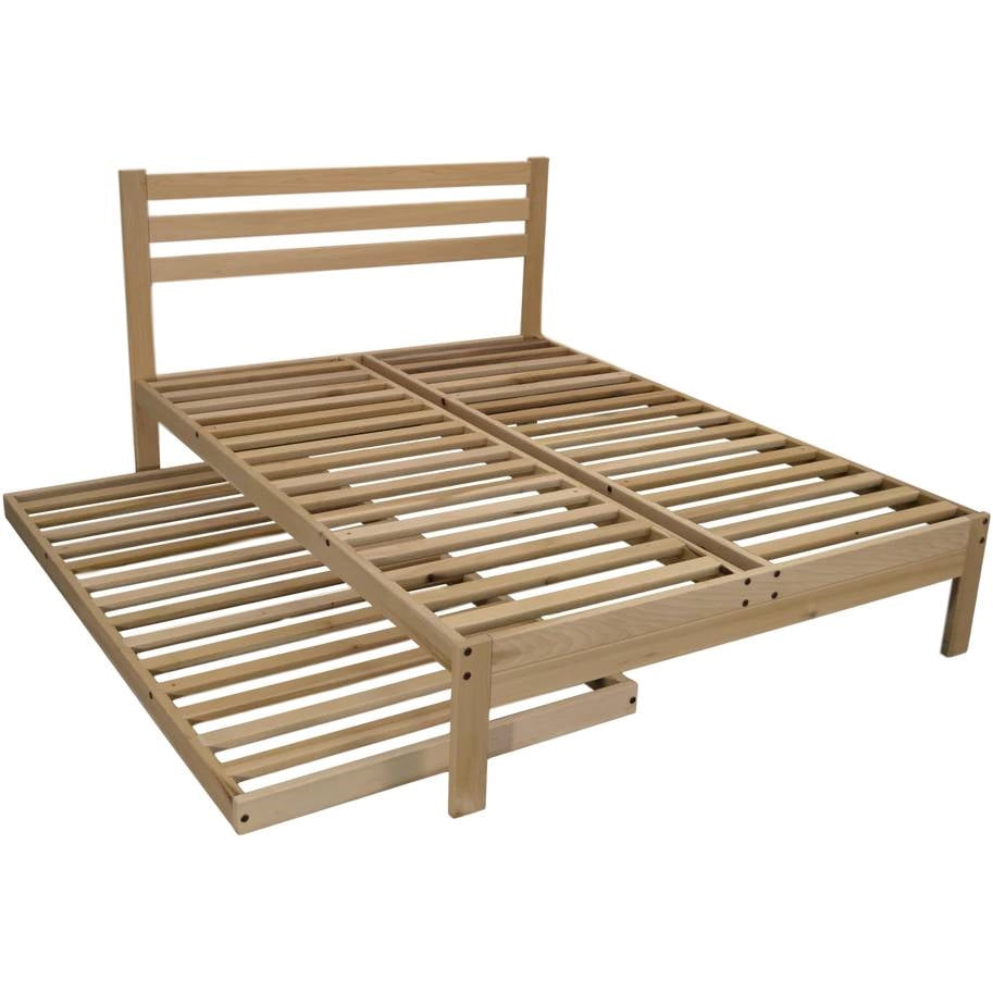 Twin size Solid Wood Roll-Out Trundle Bed Frame - Made in USA-2