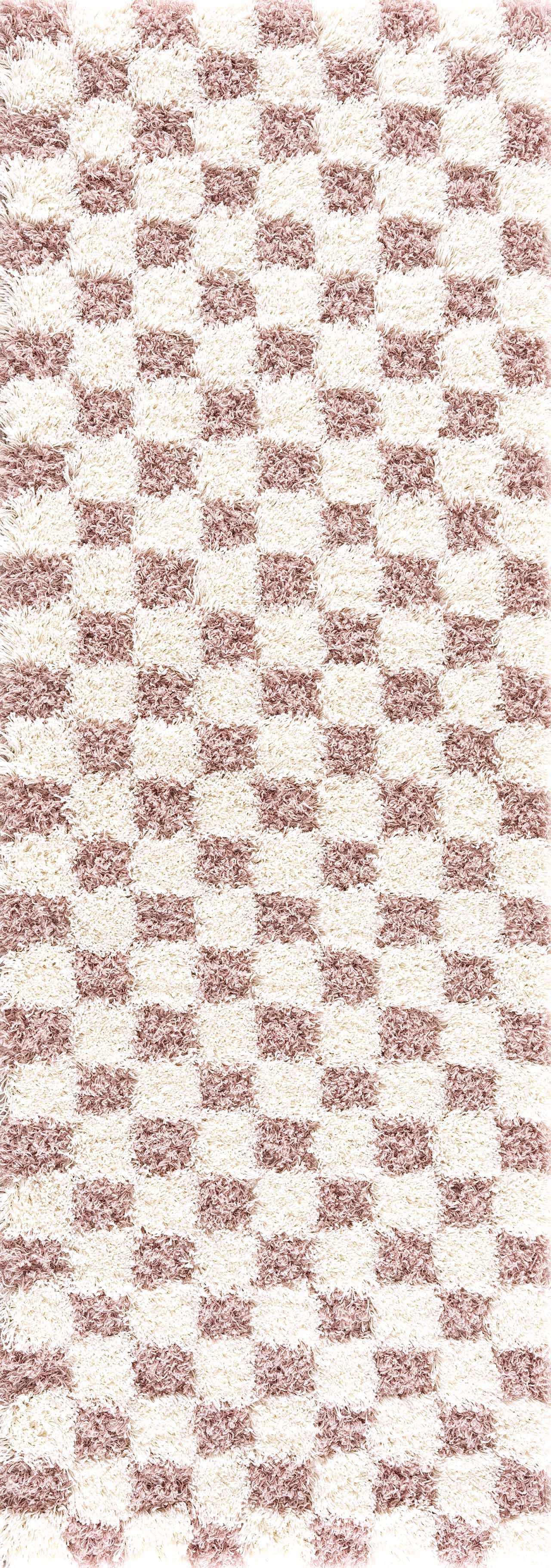 Atira Pink Checkered Shag Rug-5