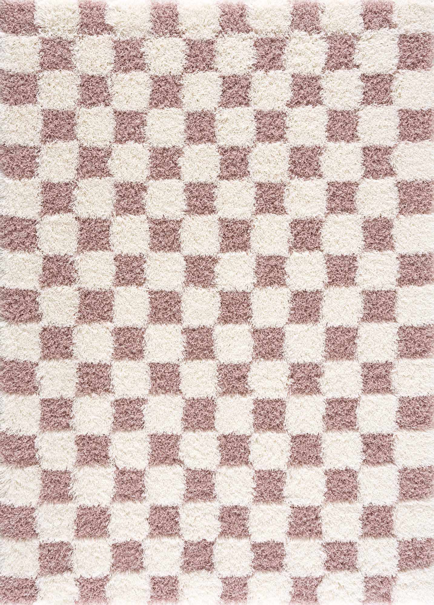 Atira Pink Checkered Shag Rug-0