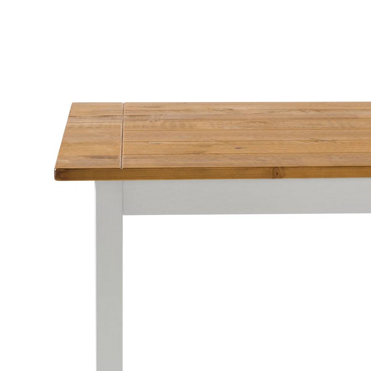 45 x 28 inch Solid Pine Wood Farmhouse Dining Table with White Wooden Legs-2