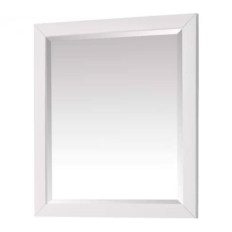 32-in x 28-in Bathroom Wall Mirror with White Solid Wood Frame-0