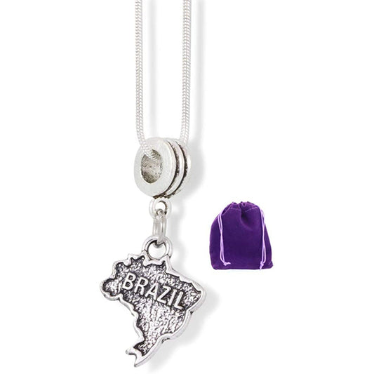Brazil Country Map Charm Brazilian Necklace-0