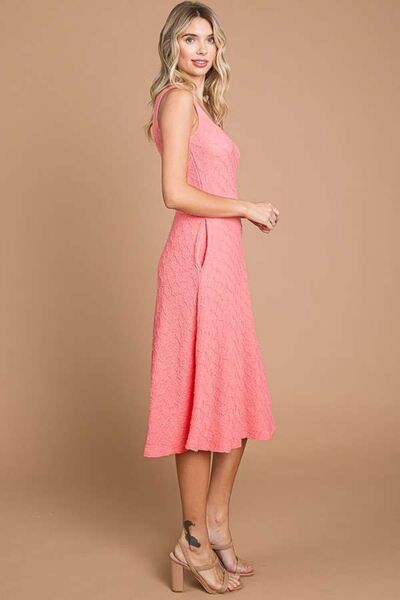 Culture Code Texture Square Neck Tank Dress with Pockets-1