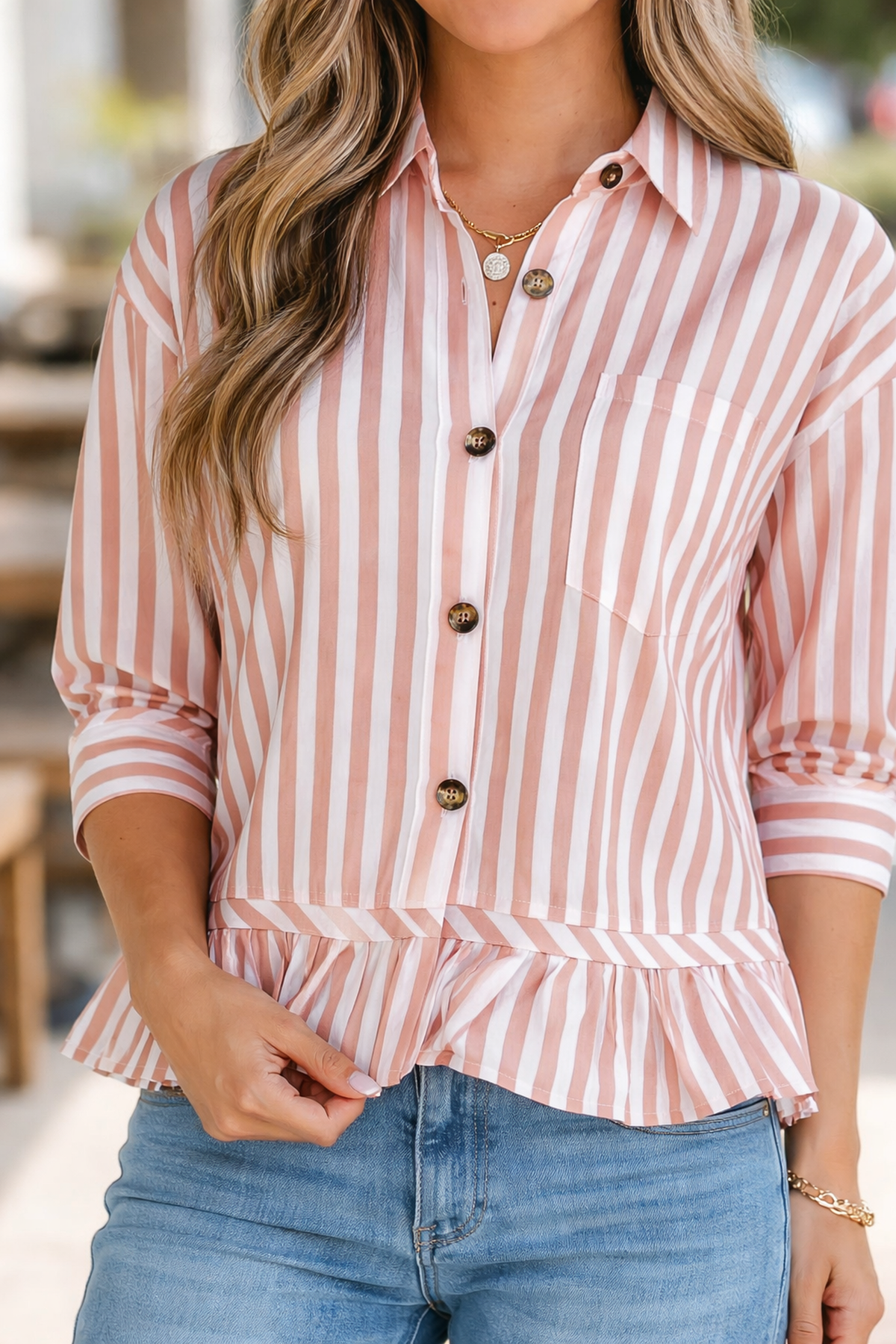 Tiffany Sleeve Ruffle Hem Shirt-3