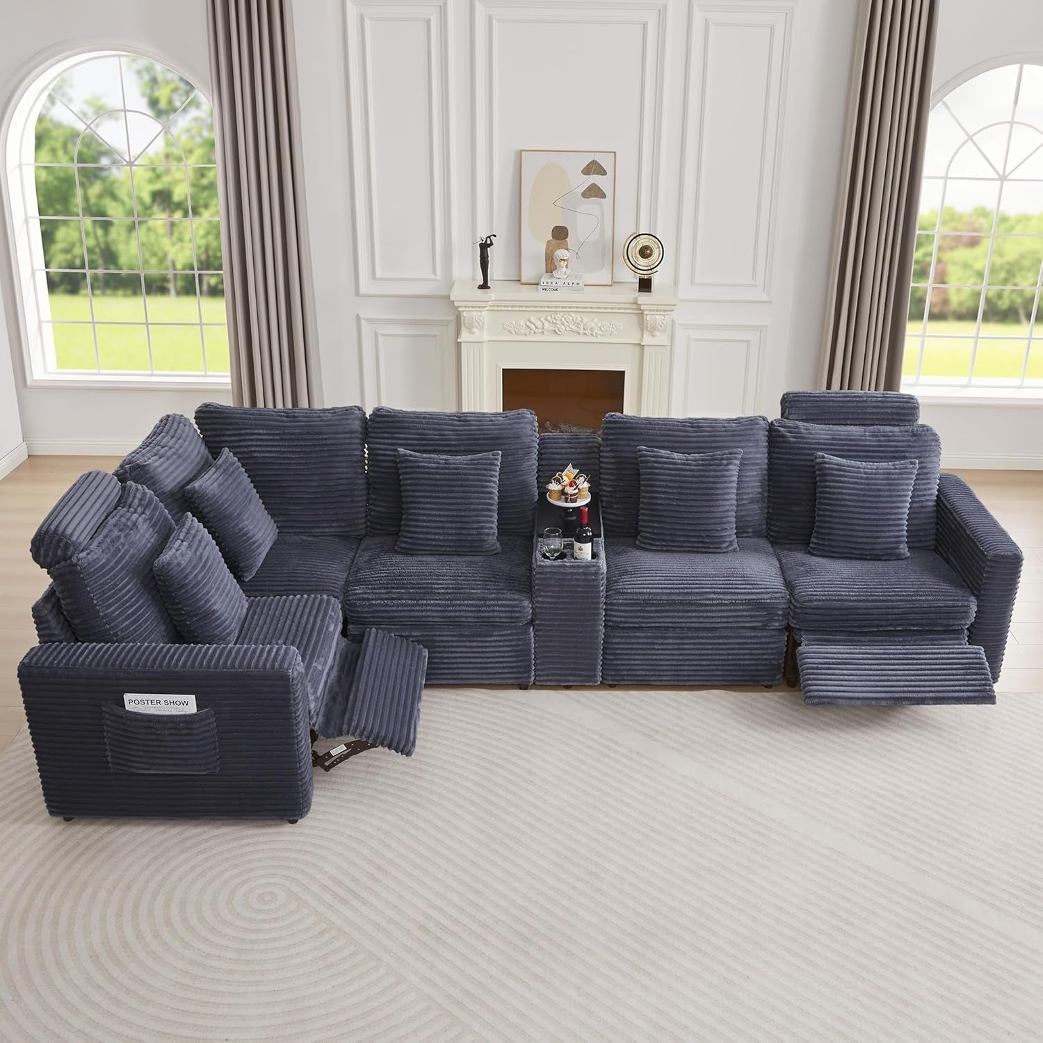 Grey Premium Power Recliner Modular Sectional Sofa-2