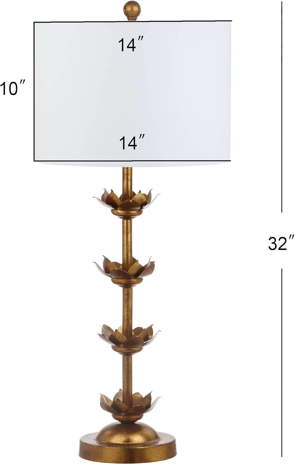 Antique Gold Leaf 32-Inch Table Lamps with White Drum Shade, Set of 2-2