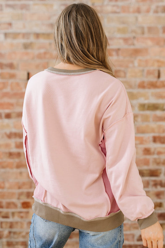 Lina Waffle Patchwork Oversize Sweatshirt-1