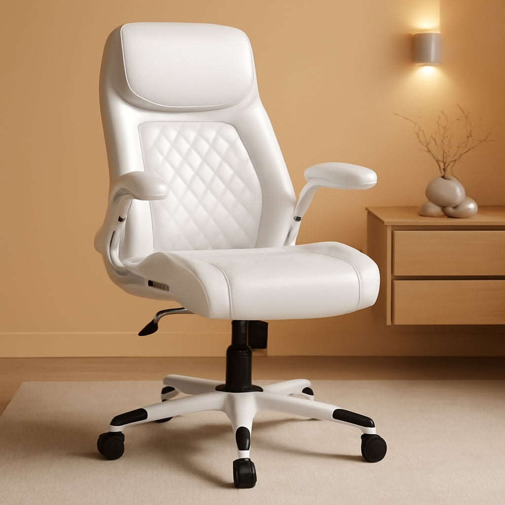 Ergonomic Office Chair With Adjustable Lumbar Support White-0