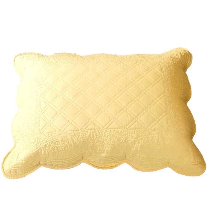 Tache Yellow Diamond Matelasse Scalloped Buttercup Puffs Pillow Sham (YELLEMDES)-0