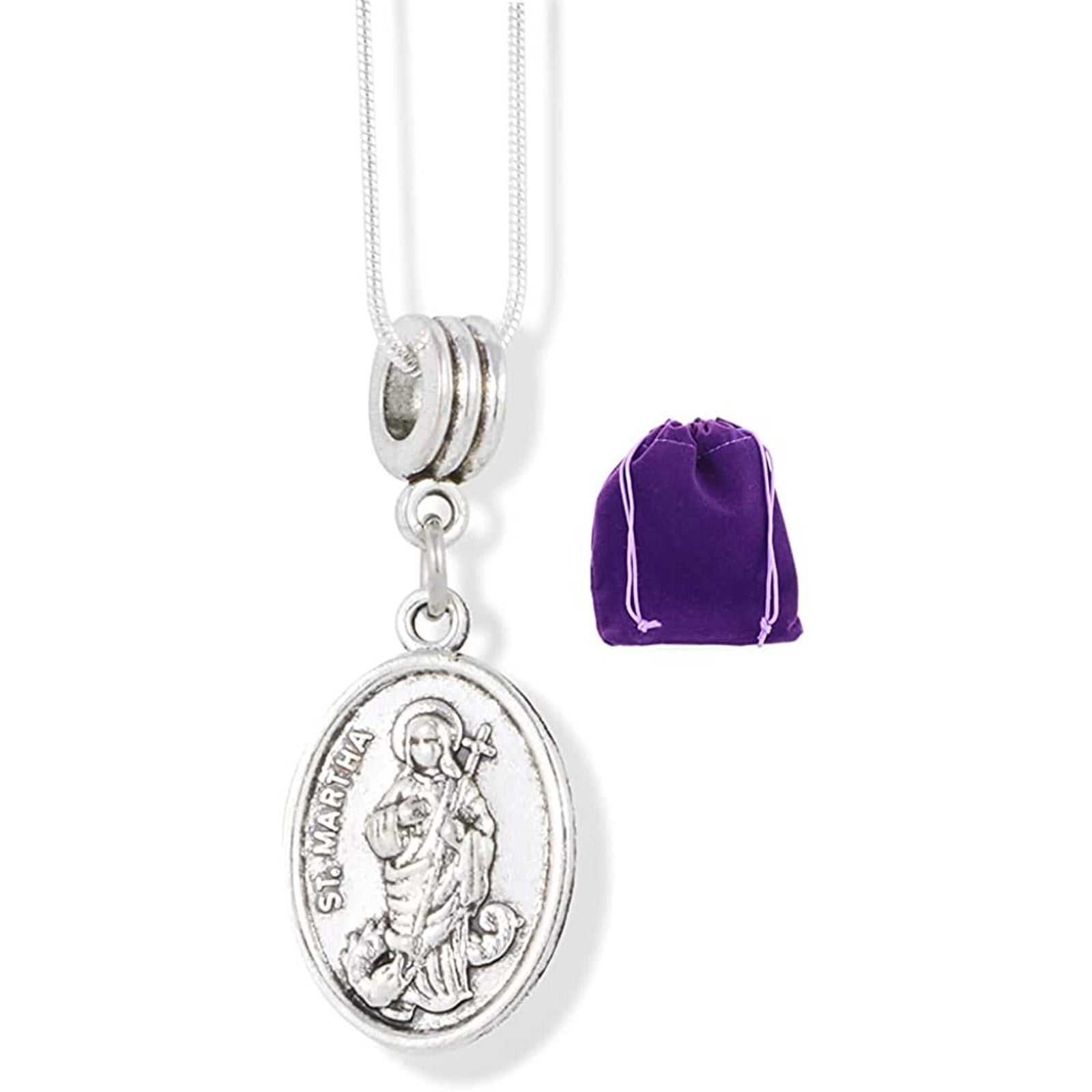 Saint Martha Charm Snake Chain Necklace-0