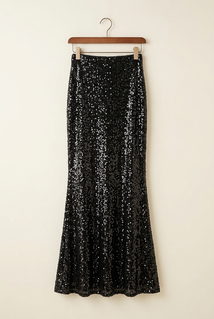 Midnight Sparkle Sequin Maxi Skirt