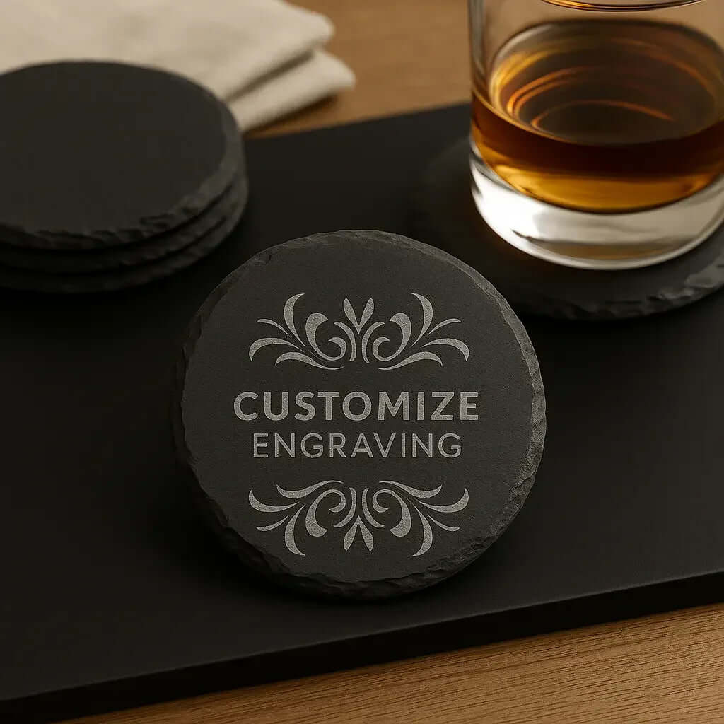 Black slate Coaster with customize Engraving-3