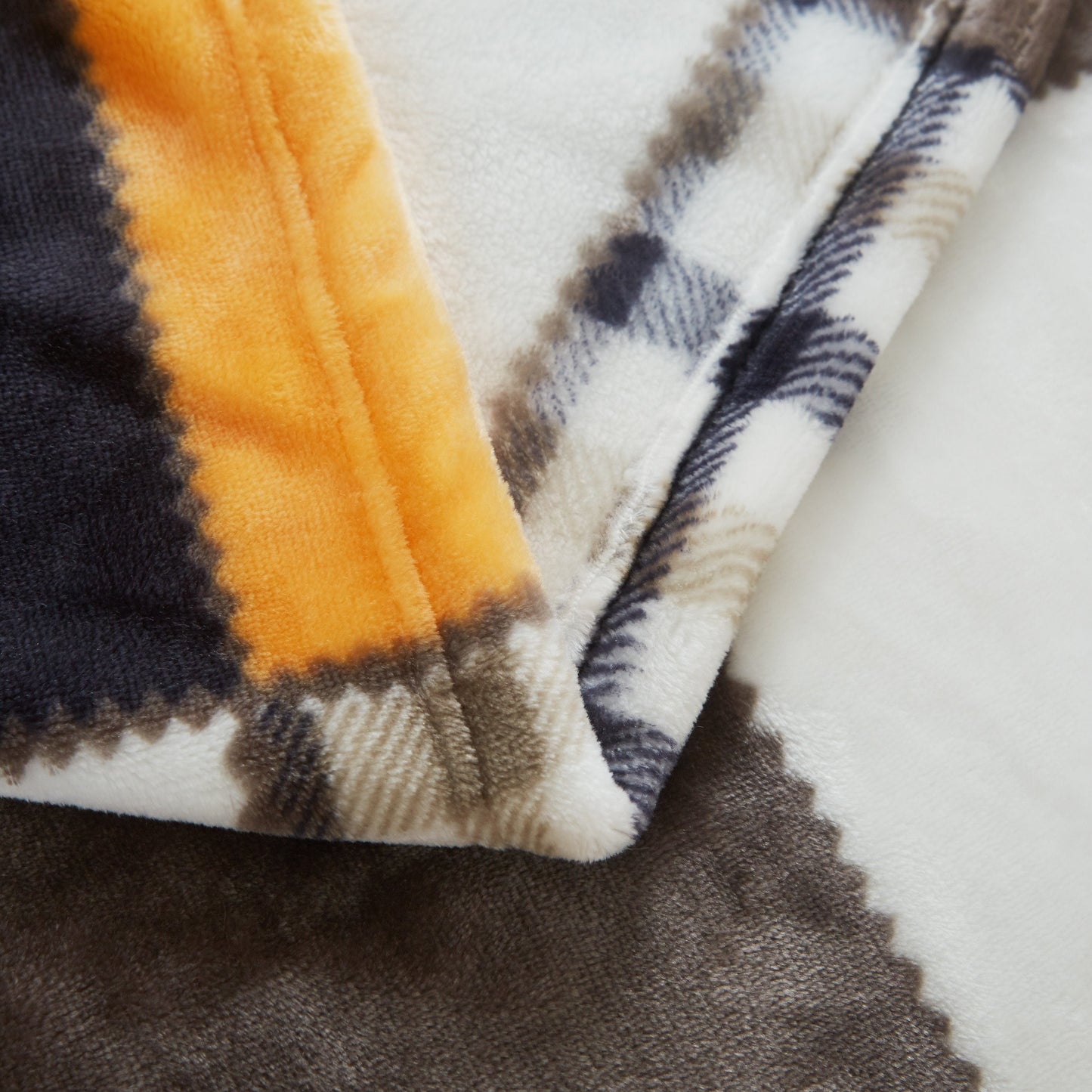 Tache Fall Orange Farmhouse Super Soft Micro Fleece Plaid Patchwork Plush Lightweight Bed Throw Blanket (4021)-3