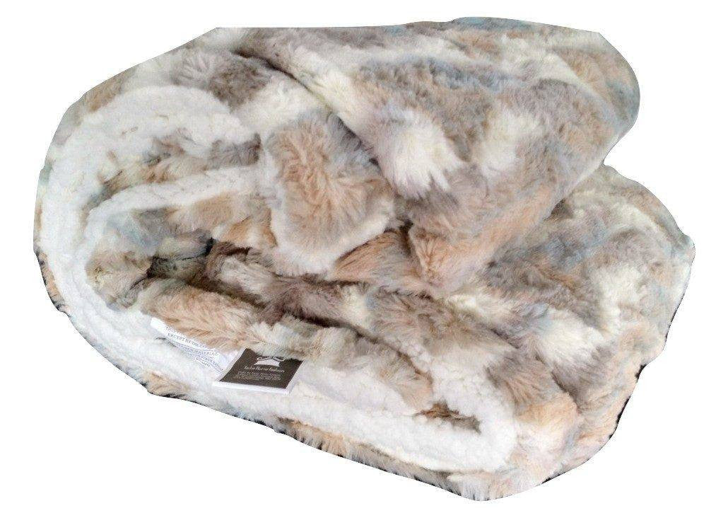 Elacy Russian Lynx Faux Fur Throw Blanket