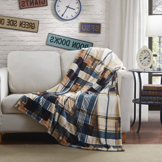 Elacy Winter Cabin Flannel Throw Blanket