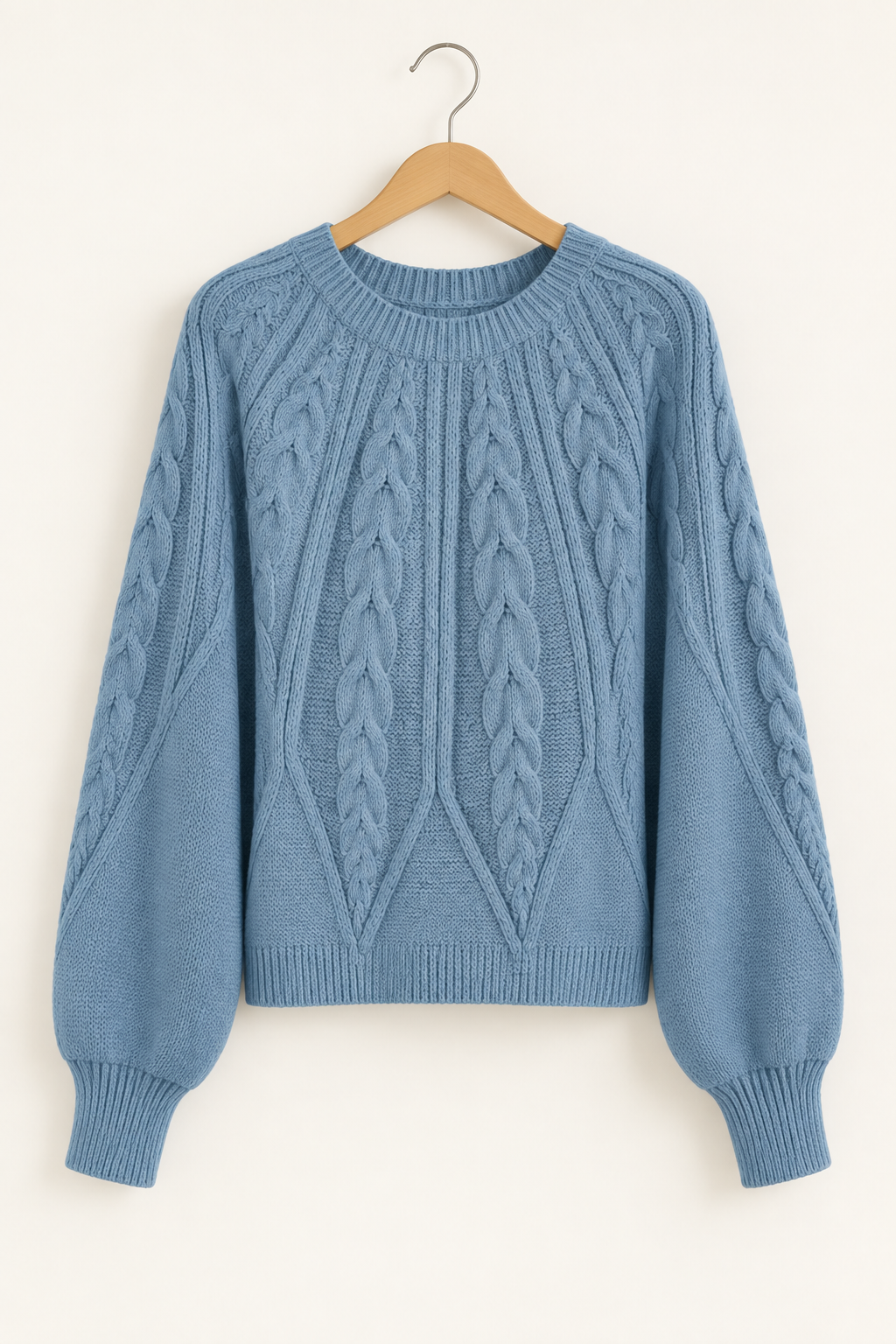 Polished Cable-Knit Long-Sleeve Sweater