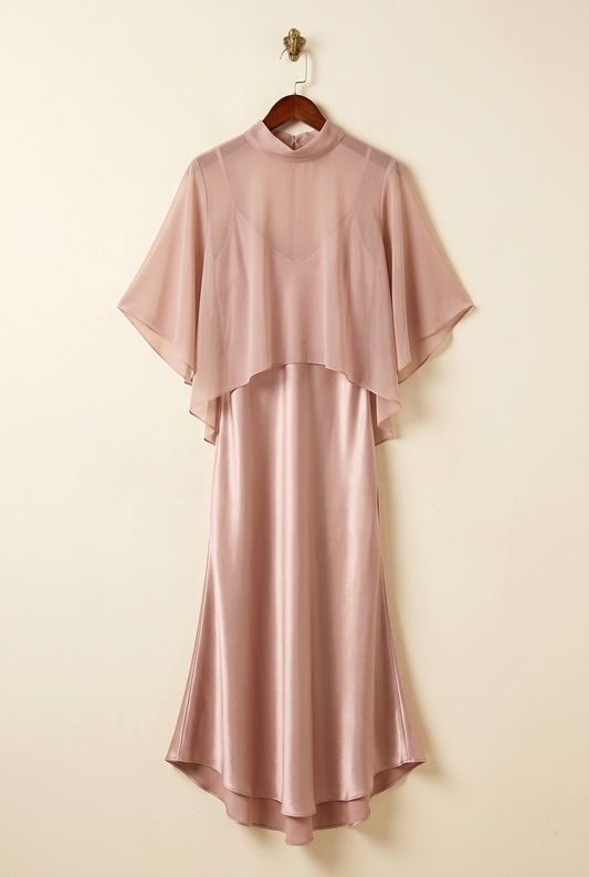 Holiday Satin Cami Dress & Sheer Cover-Up Set