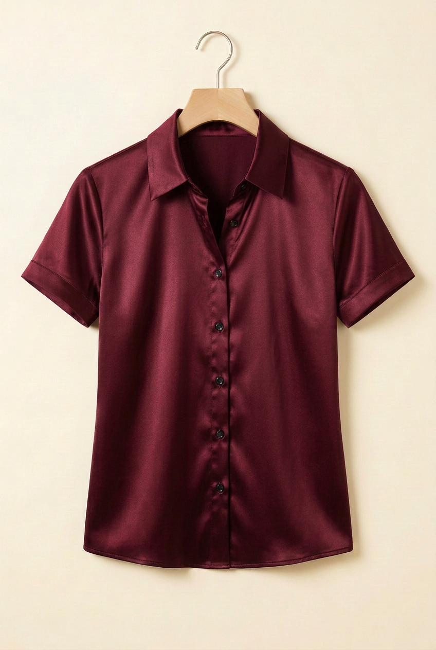 Holiday Glow Satin Short-Sleeve Shirt