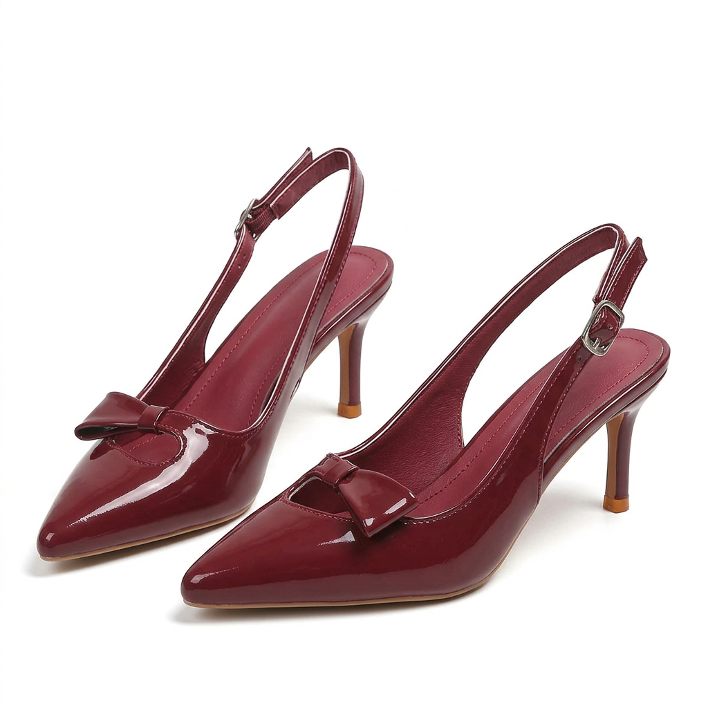 Pointed-Toe Mid-Heel Slingback Pumps