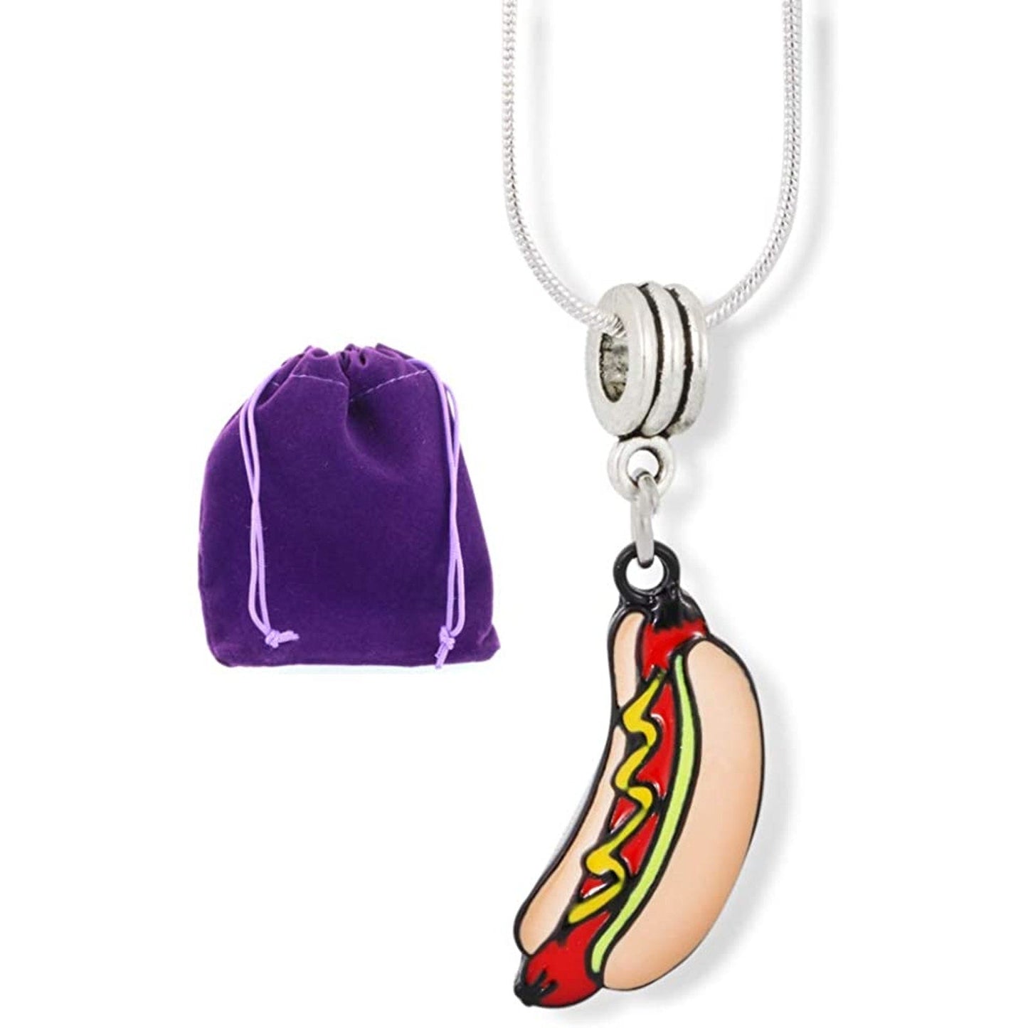 Hot Dog Necklace - Hotdog Pendant Food Jewelry-0
