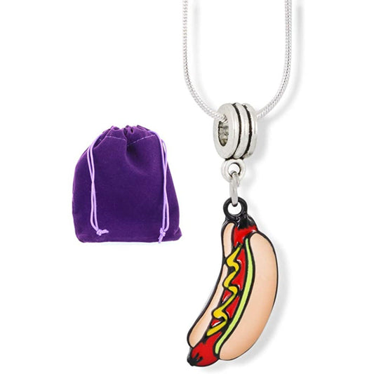 Hot Dog Necklace - Hotdog Pendant Food Jewelry-0