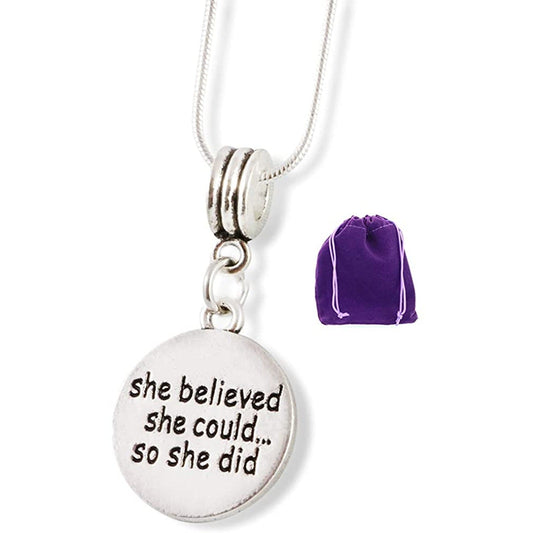 " She Believed She Could So She Did " Necklace Pendant Jewelry-0