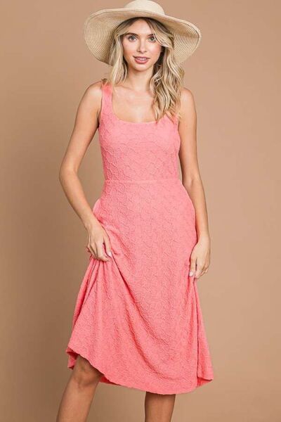 Culture Code Texture Square Neck Tank Dress with Pockets-3